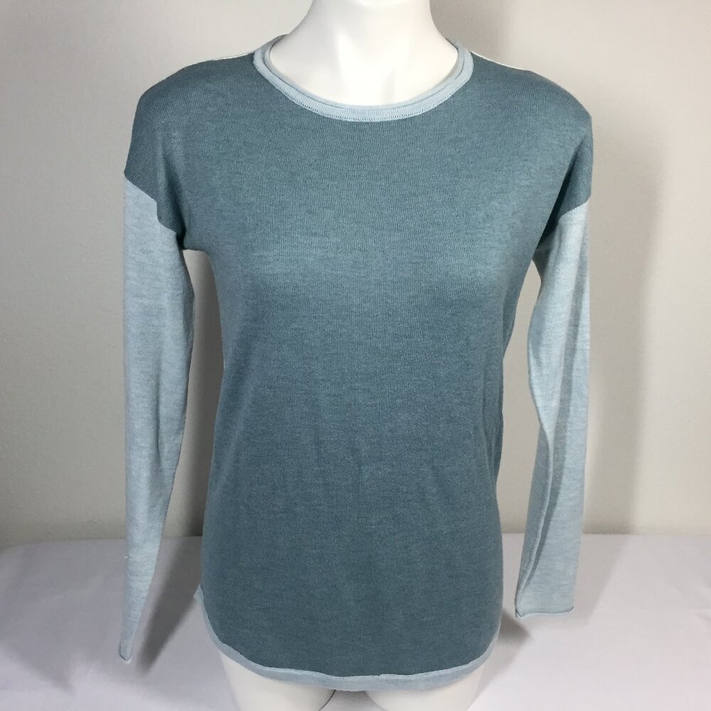 Smartwool Womens Small Sweater Shadow Pine Colorblock Merino Wool Blend